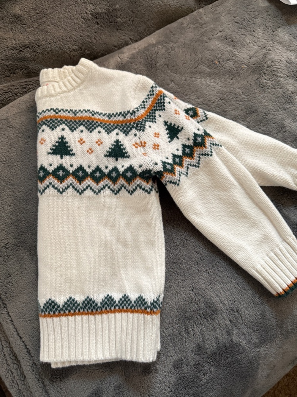 Target Cream Fair Isle Sweater with Green and Orange Accents